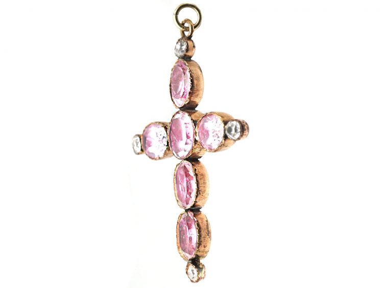 Georgian 9ct Gold, Rock Crystal & Diamond Cross