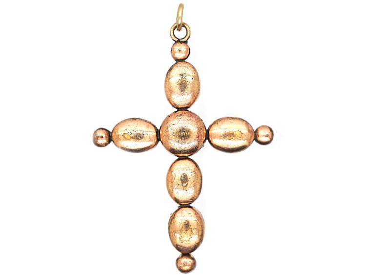 Georgian 9ct Gold, Rock Crystal & Diamond Cross