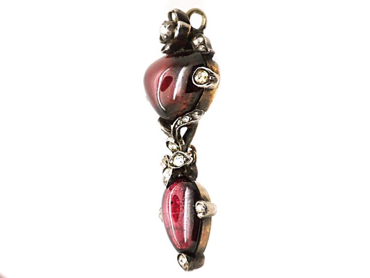 Victorian Gold, Cabochon Garnet & Rose Diamond Pendant