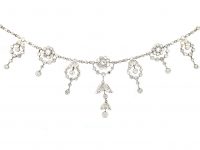 Edwardian Platinum & Diamond Festoon Necklace in Fitted Case