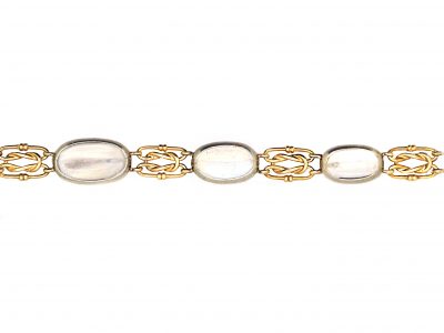 Edwardian 15ct Gold & Platinum Bracelet set with Moonstones