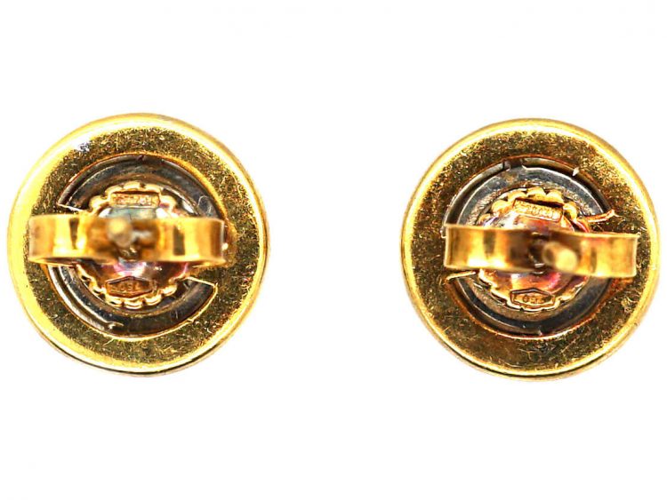 Art Deco 18ct Yellow Gold & Platinum, Diamond Cluster Earrings