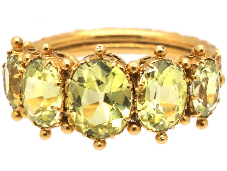 Georgian 18ct Gold Five Stone Chrysolite Ring