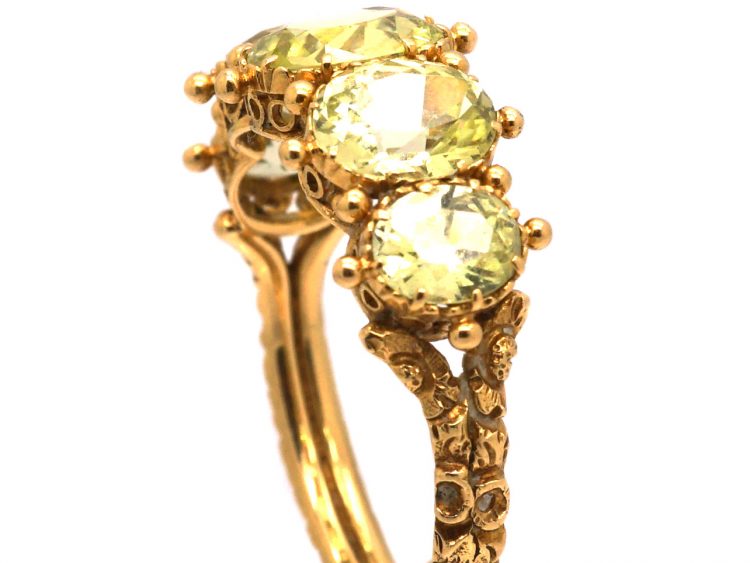 Georgian 18ct Gold Five Stone Chrysolite Ring
