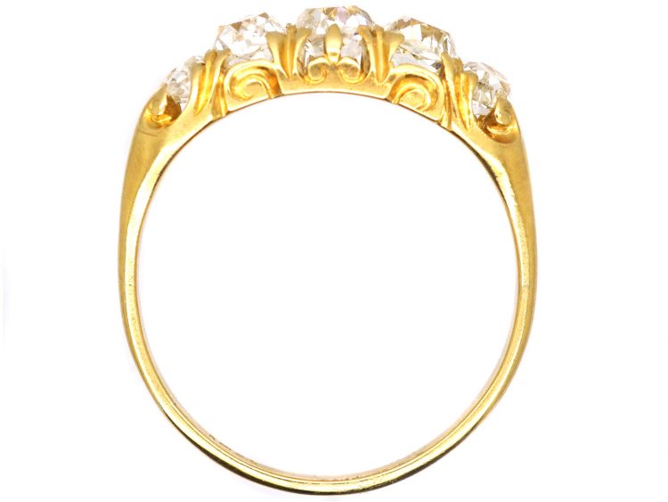 Victorian 18ct Gold, Five Stone Old Mine Cut Diamond Ring