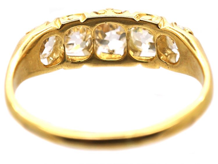 Victorian 18ct Gold, Five Stone Old Mine Cut Diamond Ring
