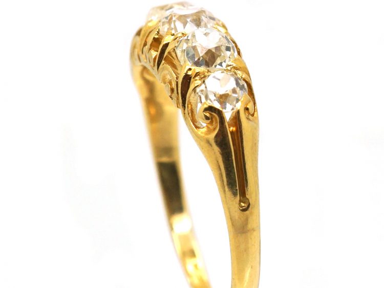 Victorian 18ct Gold, Five Stone Old Mine Cut Diamond Ring