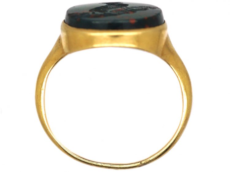 Victorian 18ct Gold Signet Ring with Bloodstone Intaglio of a Ram