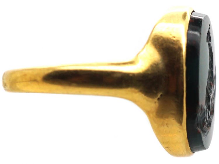 Victorian 18ct Gold Signet Ring with Bloodstone Intaglio of a Ram