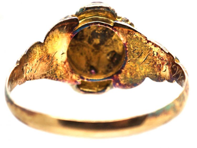 Victorian 15ct Gold, Ruby & Natural Split Pearl Cluster Ring