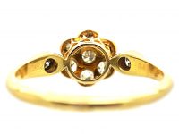 Edwardian 18ct Gold & Platinum, Diamond Cluster Ring with Diamond Set Shoulders