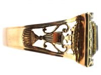 Georgian 9ct Gold Ring with Hair Compartment & Black & White Enamel Detail