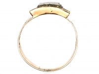 Georgian 9ct Gold Ring with Hair Compartment & Black & White Enamel Detail