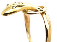 19th Century 14ct Gold Snake Ring set with a Diamond
