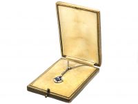 Edwardian Platinum, Diamond & Sapphire Drop Necklace in Original Case