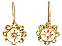 Victorian 9ct Gold Earrings set with a Rose Diamond