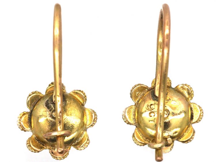 Victorian 9ct Gold Earrings set with a Rose Diamond