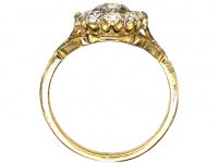 Victorian 18ct Gold Diamond Cluster Ring with Leaf Detail on the Shoulders
