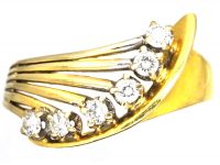 18ct Gold Modernist Swirl Ring set with Diamonds