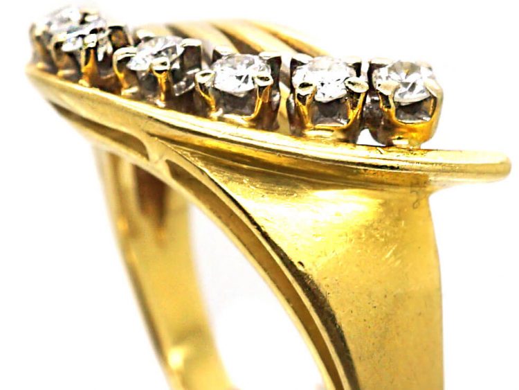18ct Gold Modernist Swirl Ring set with Diamonds