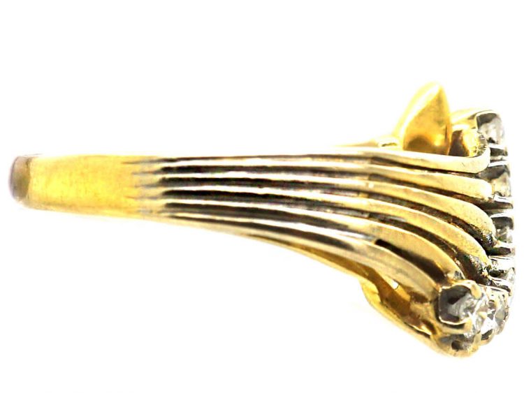 18ct Gold Modernist Swirl Ring set with Diamonds