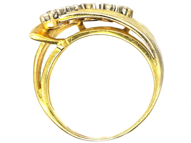 18ct Gold Modernist Swirl Ring set with Diamonds