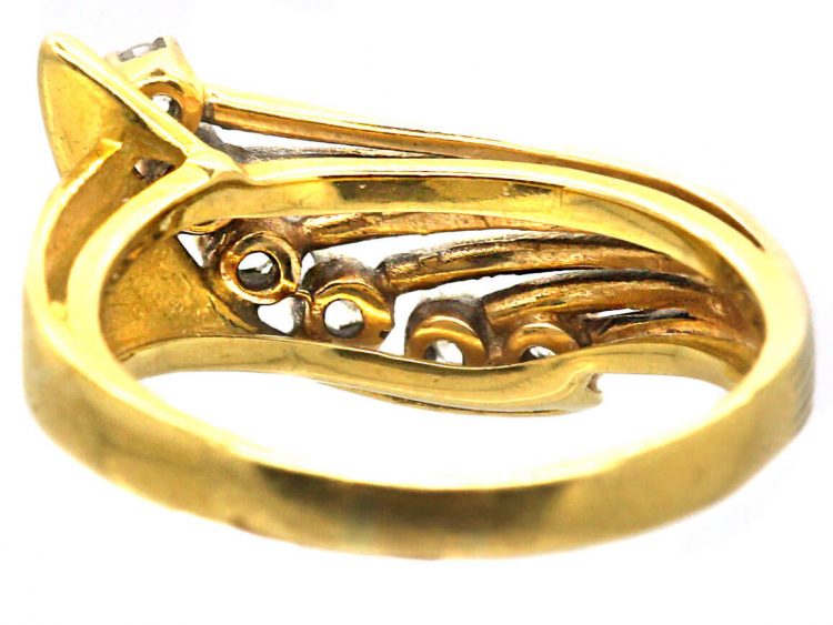 18ct Gold Modernist Swirl Ring set with Diamonds