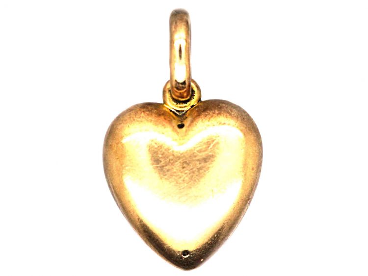 Victorian 15ct Gold Heart Shaped Pendant set with Natural Split Pearls
