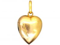 Victorian 15ct Gold Heart Shaped Pendant set with a Sapphire & Rose Diamonds