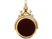 Victorian Large 9ct Gold Swivel Fob & Locket set with Bloodstone & Carnelian