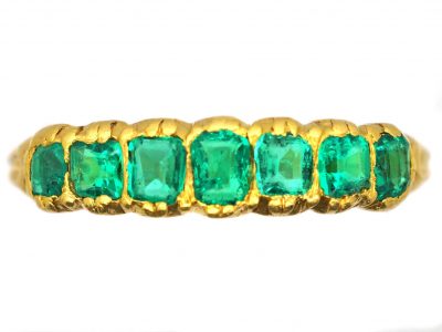 Victorian 18ct Gold Seven Stone Emerald Ring