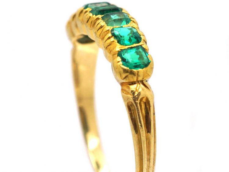 Victorian 18ct Gold Seven Stone Emerald Ring