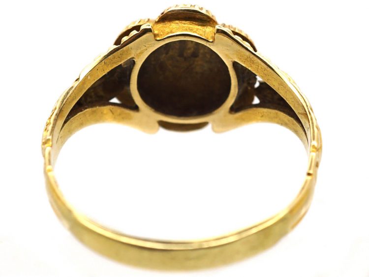 Early 19th Century 18ct Gold, Emerald & Natural Split Pearl Cluster Ring