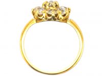Victorian 20ct Gold Diamond Cluster Ring with Ornate Engraved Shoulders