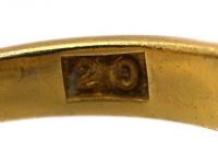 Victorian 20ct Gold Diamond Cluster Ring with Ornate Engraved Shoulders