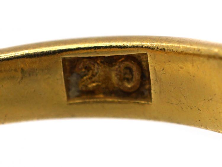 Victorian 20ct Gold Diamond Cluster Ring with Ornate Engraved Shoulders