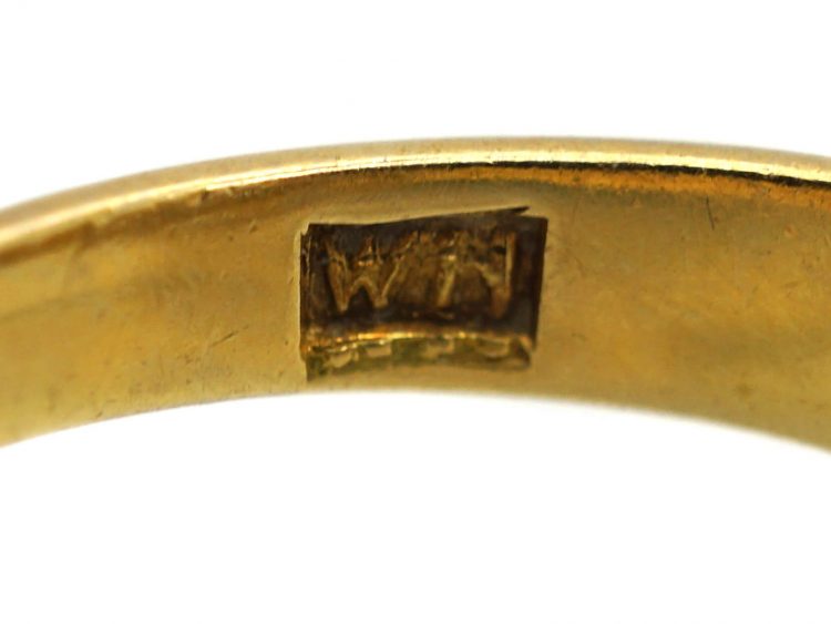 Victorian 20ct Gold Diamond Cluster Ring with Ornate Engraved Shoulders