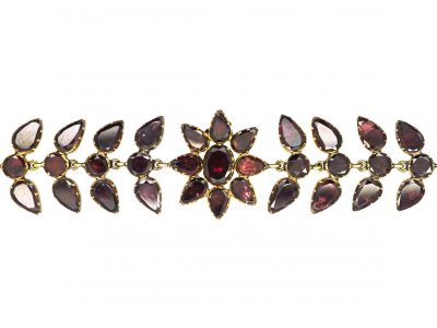 Georgian 15ct Gold, Flat Cut Almandine Garnet Bracelet