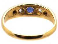 Victorian 18ct Gold Ring Rub Over Set with Sapphires & Diamonds by Deakin & Francis