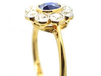 Edwardian 18ct Gold & Platinum, Sapphire & Diamond Cluster Ring