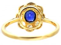 Edwardian 18ct Gold & Platinum, Sapphire & Diamond Cluster Ring