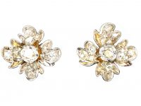 Victorian Diamond Flower Cluster Earrings