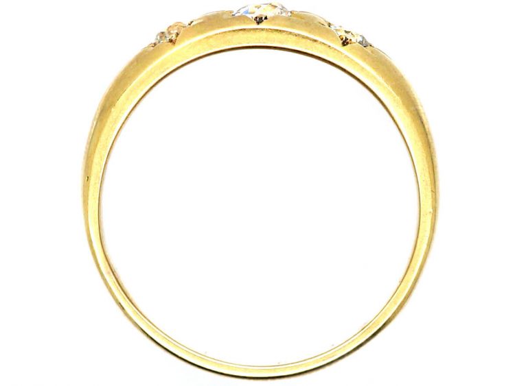 Victorian 18ct Gold Three Stone Diamond Gypsy Ring