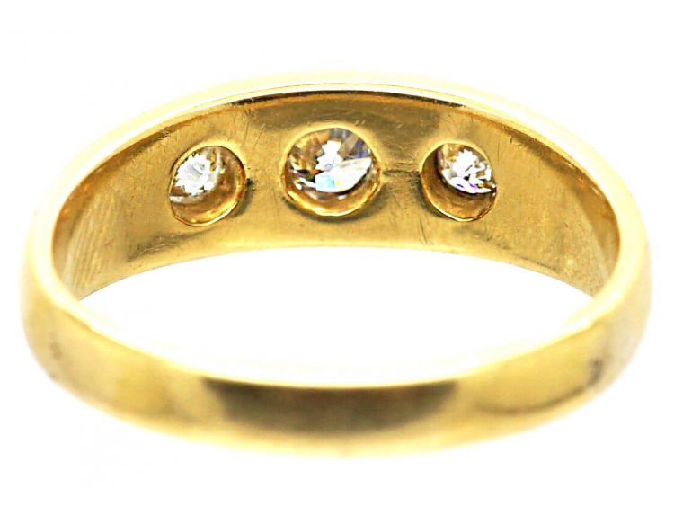 Victorian 18ct Gold Three Stone Diamond Gypsy Ring