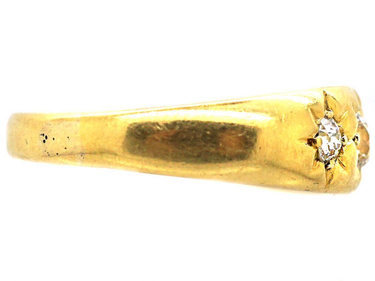 Victorian 18ct Gold Three Stone Diamond Gypsy Ring