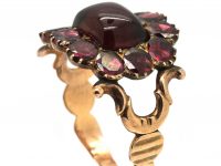 Georgian Cabochon Garnet & Flat Cut Garnet Cluster Ring