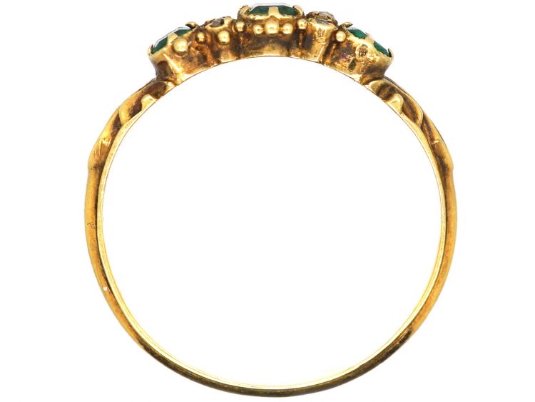 Regency 18ct Gold, Three Stone Emerald & Diamond Ring