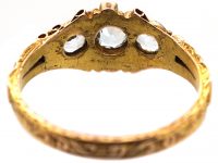 Victorian 15ct Gold, Three Stone Aquamarine, Emerald & Ruby Ring