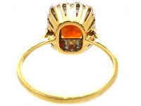 Mid 20th Century Madeira Citrine & Diamond Rectangular Cluster Ring