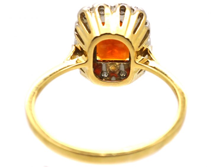 Mid 20th Century Madeira Citrine & Diamond Rectangular Cluster Ring
